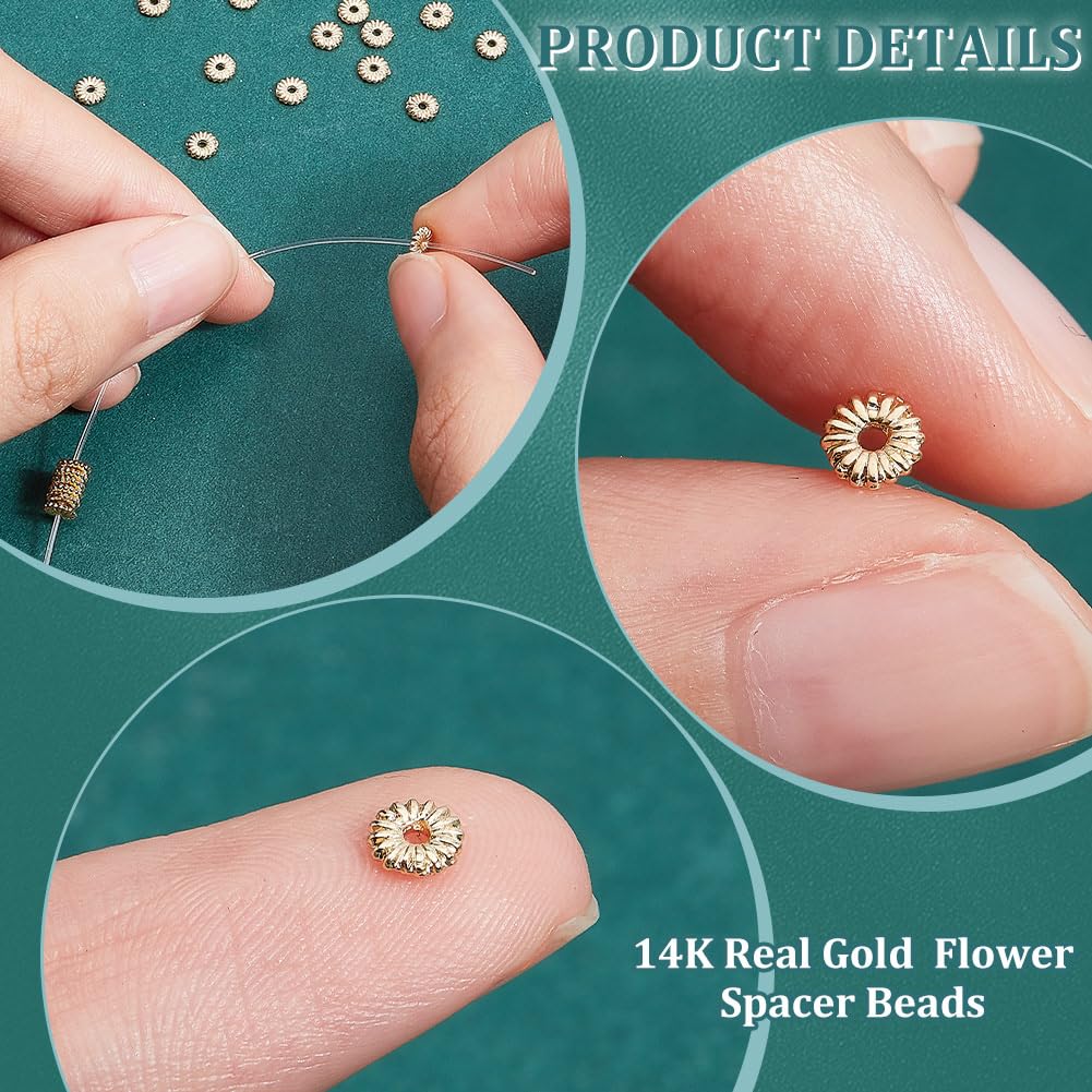 BENECREAT perles marguerite dorées 14K 4mm 100 pcs