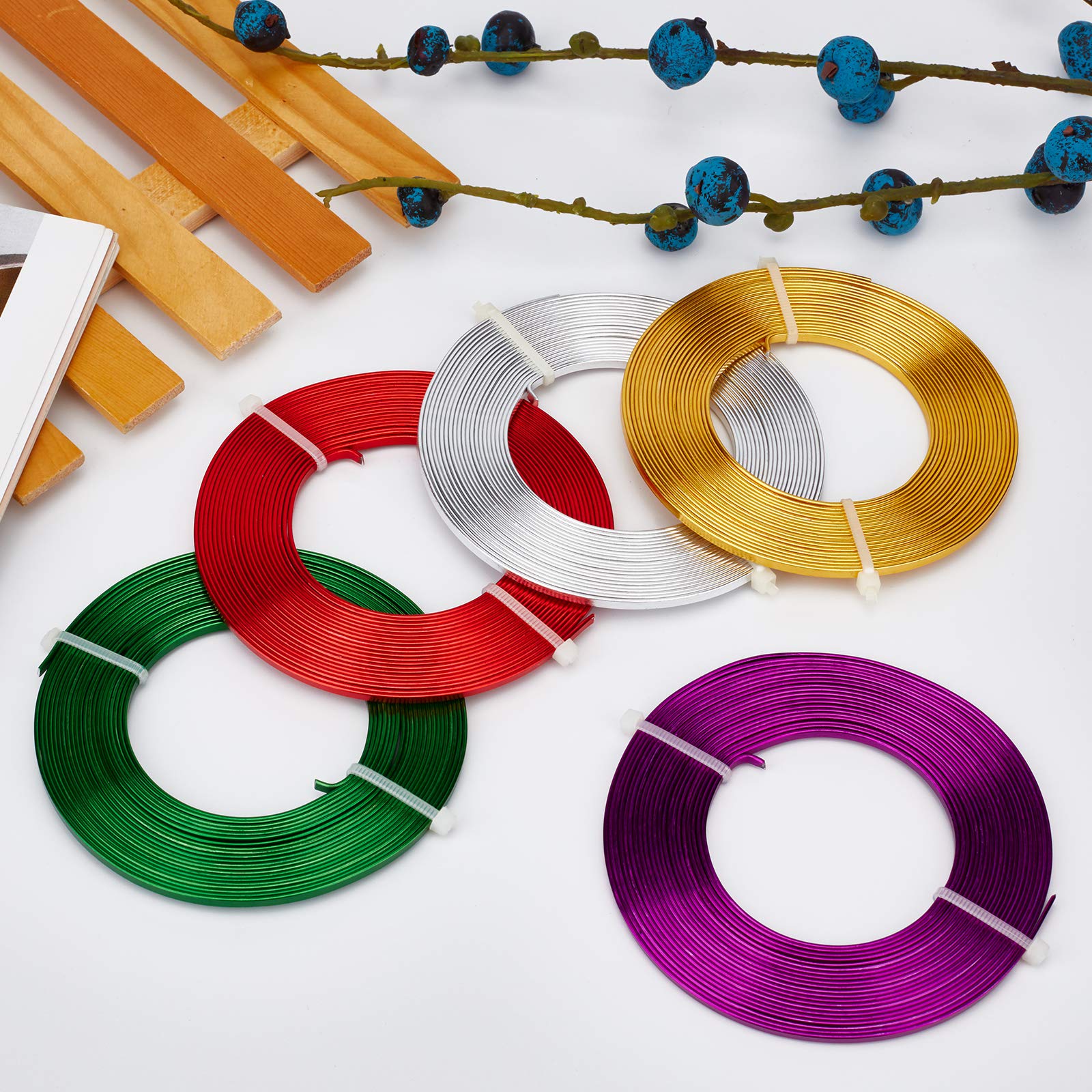 BENECREAT Fil Aluminium Plat Bijoux 5 Rouleaux 25m Couleurs