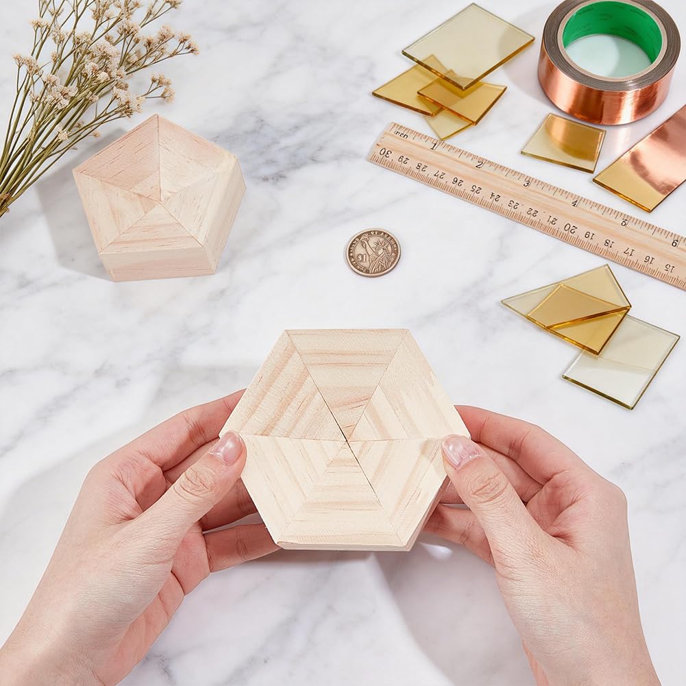 BENECREAT Gabarits Bois Vitrail Hexagone Pentagone 2 pcs