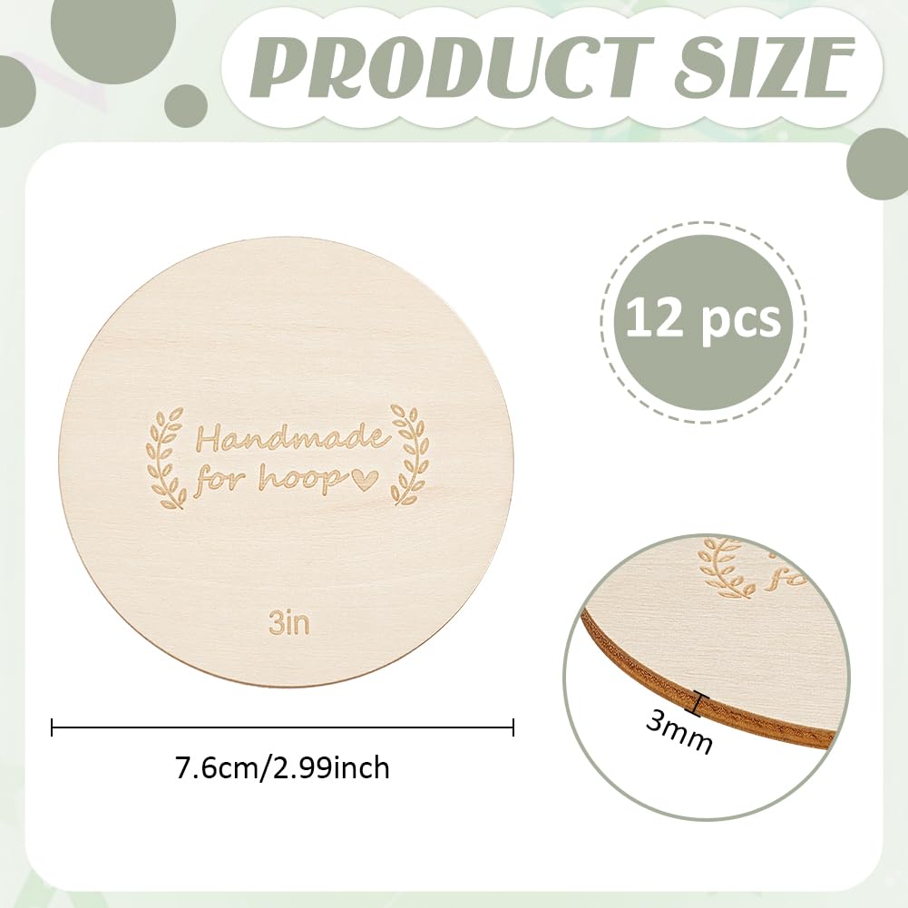 BENECREAT Disques Bois Broderie 76mm Lot 12 Brut