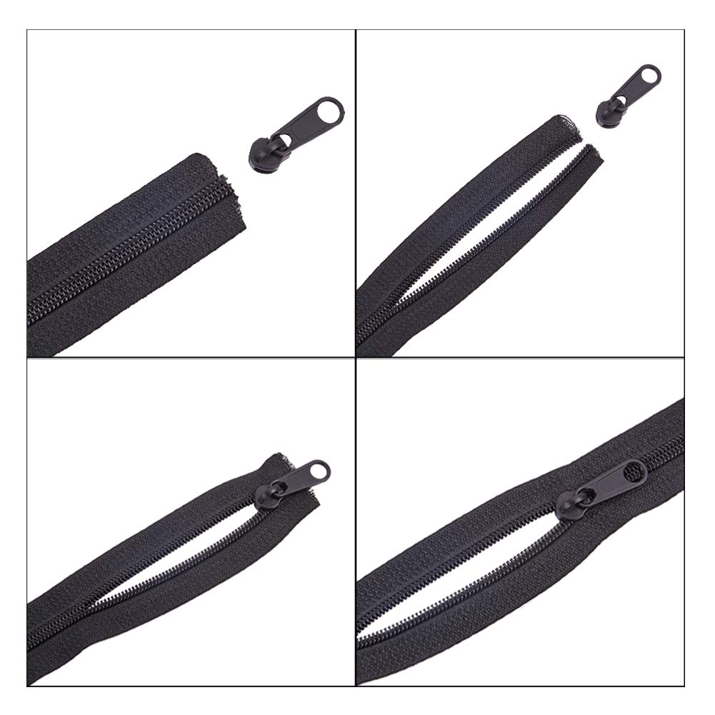 BENECREAT kit réparation fermeture éclair noir 20 curseurs + 10 m