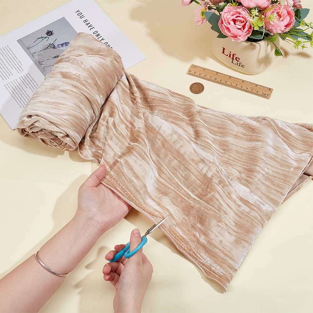 BENECREAT Tissu velours beige polyélasthanne 1x1,7m