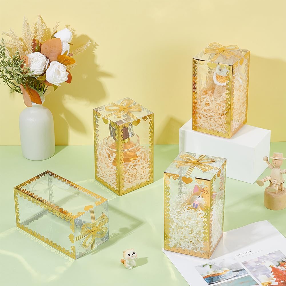 BENECREAT boîte cadeau transparente doré 30 pcs 80x80mm