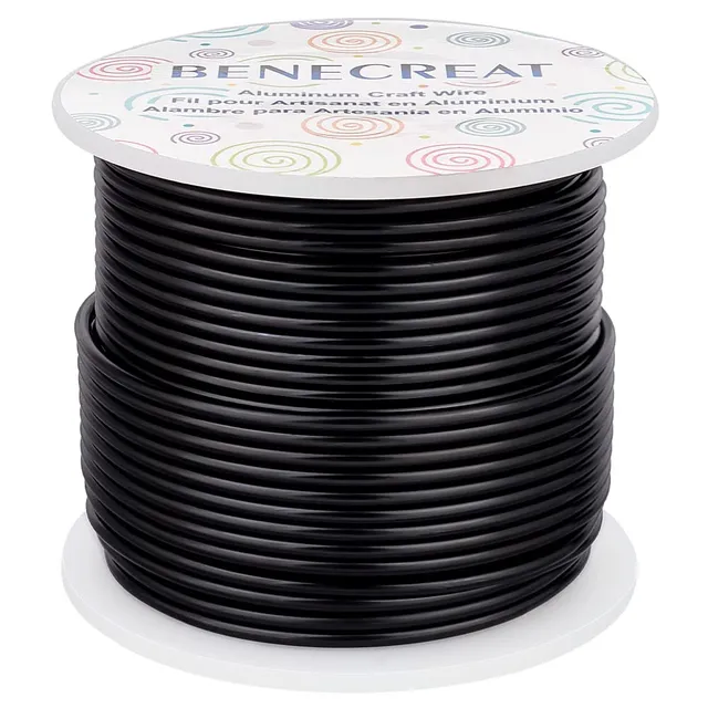 BENECREAT Fil Aluminium Noir 2 mm 30 m Bijoux
