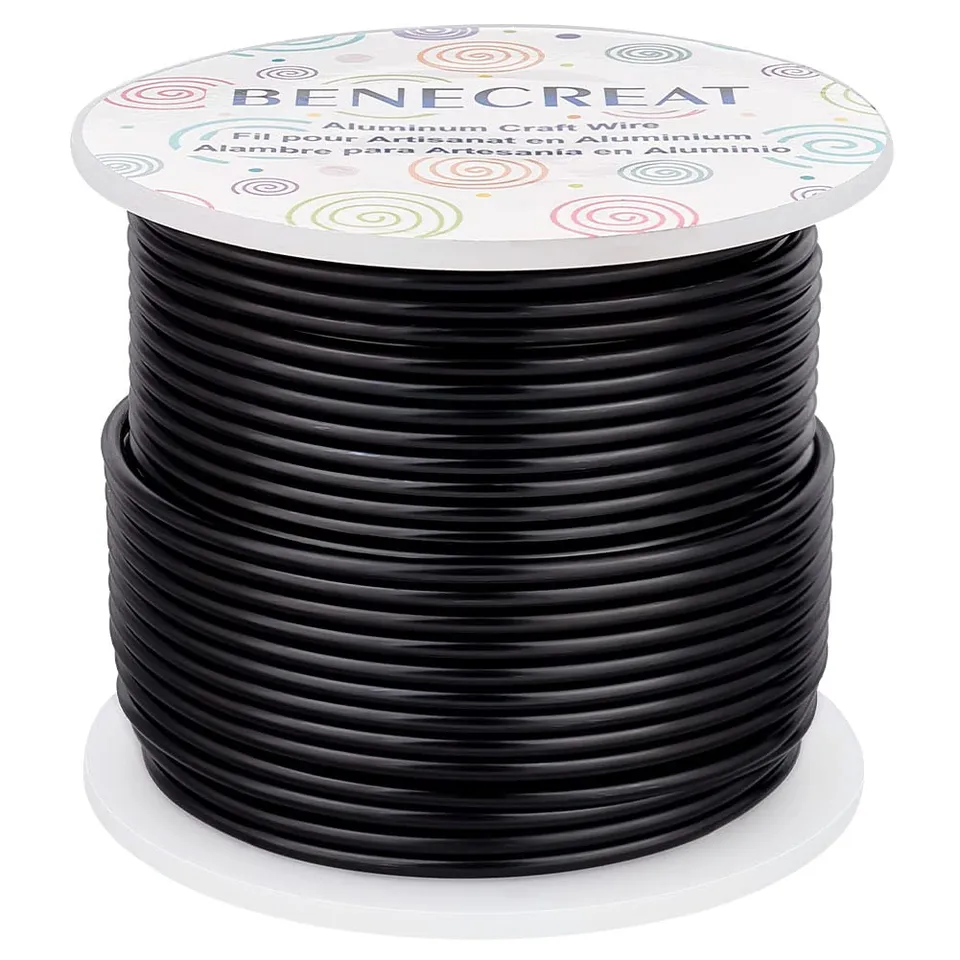 BENECREAT Fil Aluminium Noir 2 mm 30 m Bijoux
