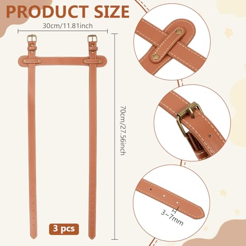BENECREAT sangle transport cuir PU marron 3 pièces réglable