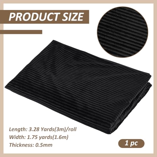 BENECREAT Tissu velours plissé noir 3m x 1.6m polyester