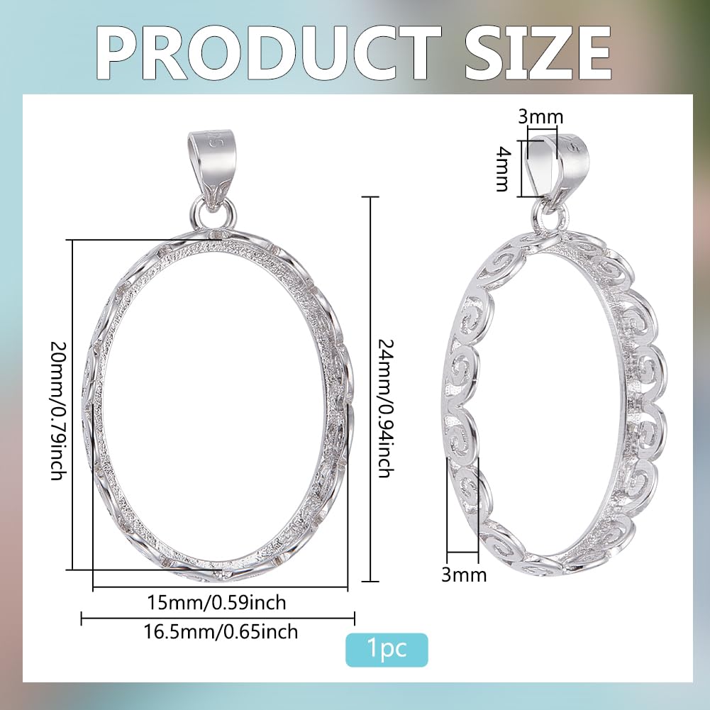 BENECREAT support pendentif plateau argent 925 cabochon