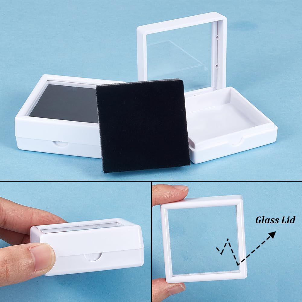 BENECREAT Boîte Présentation Pierres 12 pcs boîte bijoux verre blanc