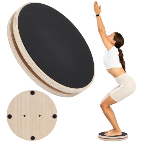 BENECREAT Planche Équilibre Bois Base Ronde 288mm Noir