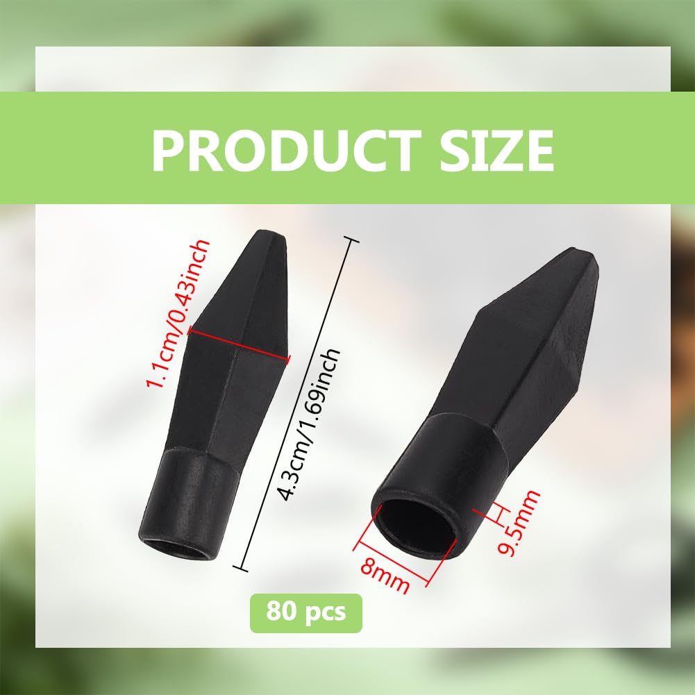 BENECREAT Pointes de Flèche Caoutchouc Noir 8mm Lot de 80