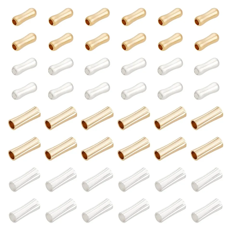 BENECREAT Tubes perles espaceur laiton 48 pcs doré argenté