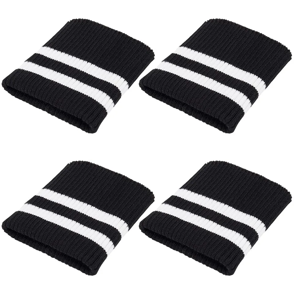 BENECREAT Poignets Côtelés Jersey Noir Blanc 2 Paires