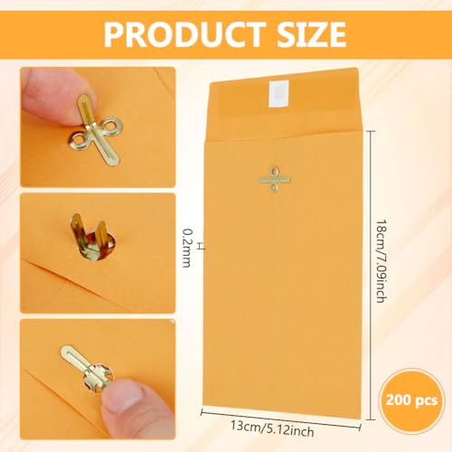 BENECREAT 200 enveloppes kraft fermoir 180x130mm orange