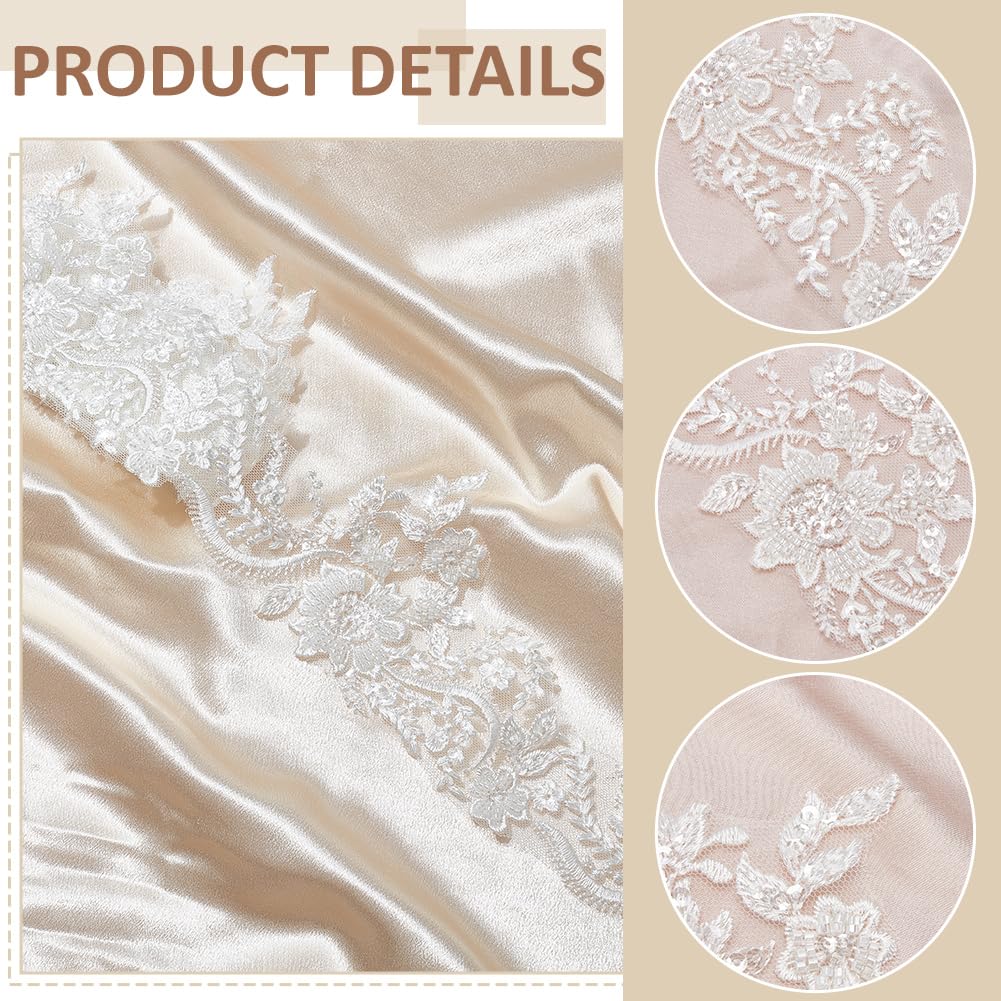 BENECREAT Galon Dentelle Fleurie Blanc 100mm x 1,8m Mariée