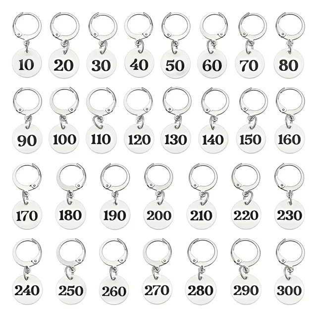 BENECREAT marqueurs points crochet numérotés blanc x30