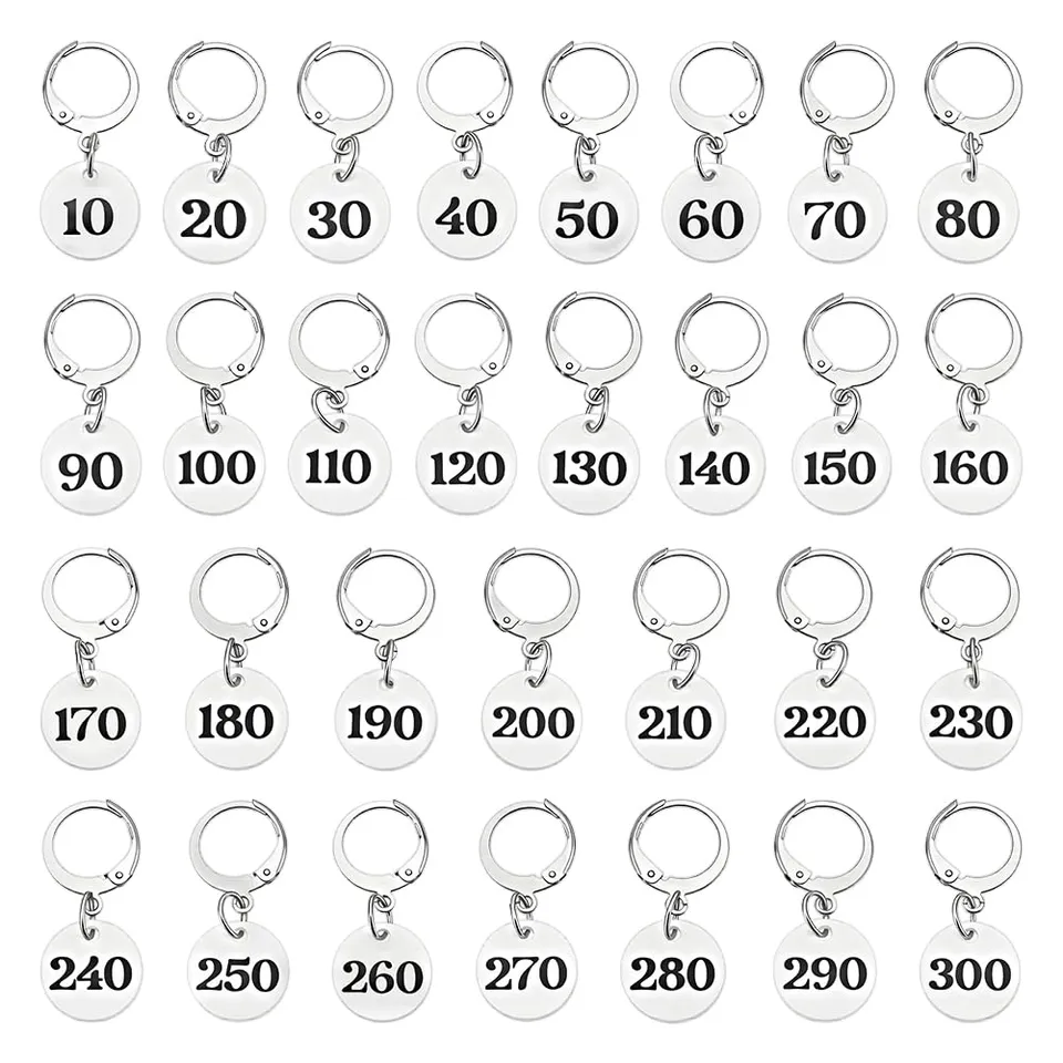 BENECREAT marqueurs points crochet numérotés blanc x30