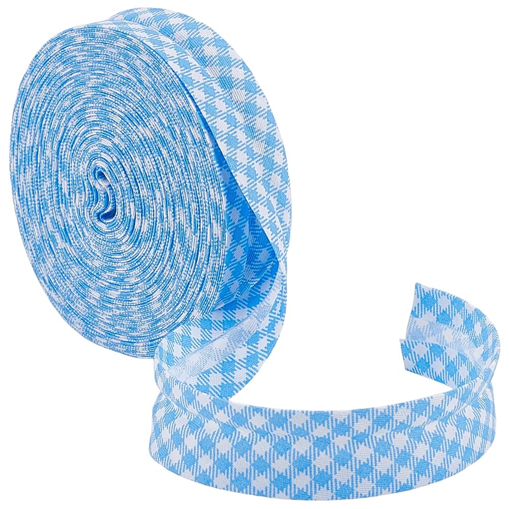 BENECREAT biais coton tartan turquoise 20mm 10m