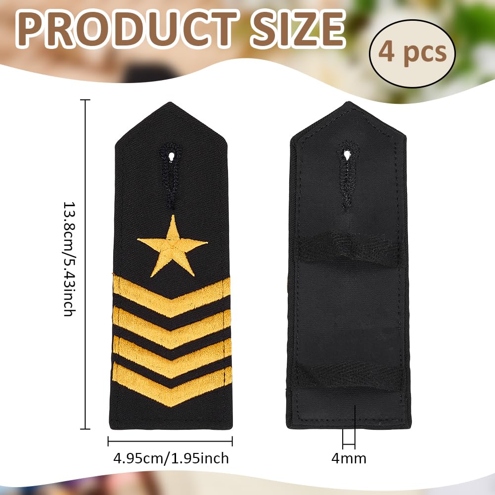BENECREAT Épaulettes capitaine 4 étoiles doré 4 pcs
