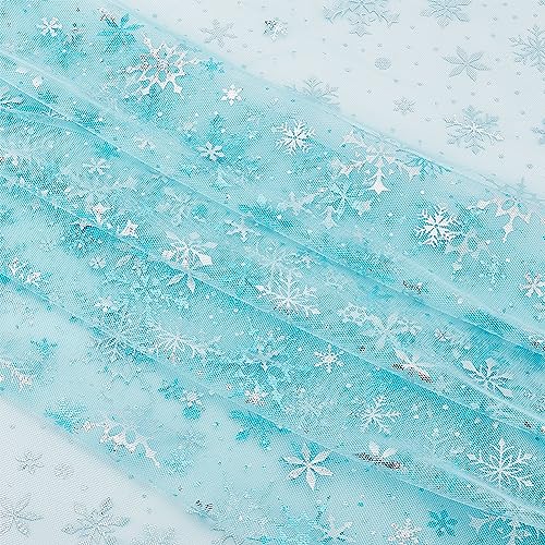 BENECREAT tulle flocon neige bleu ciel 3x1,5 m