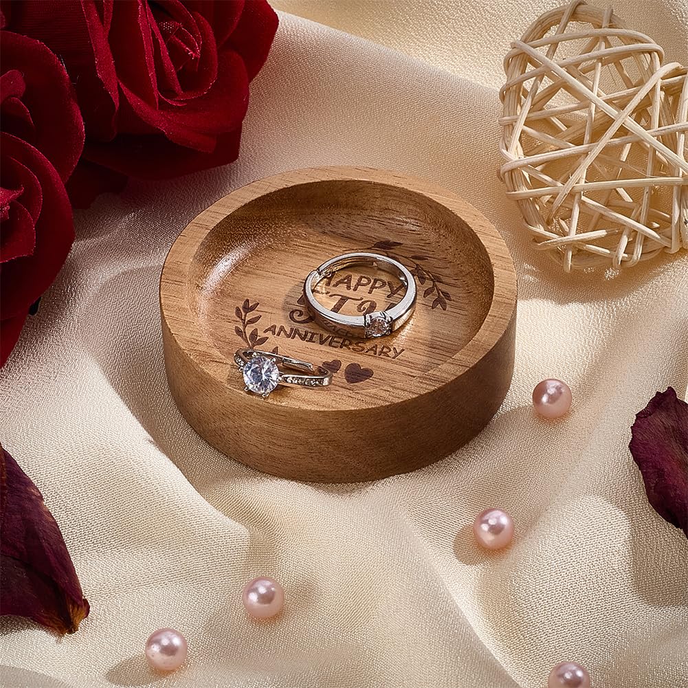 BENECREAT plat bague bois gravé 5e anniversaire café