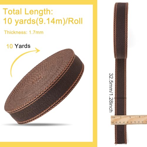 BENECREAT Sangle Polycoton Rayée 32,5mm 9,14m Marron