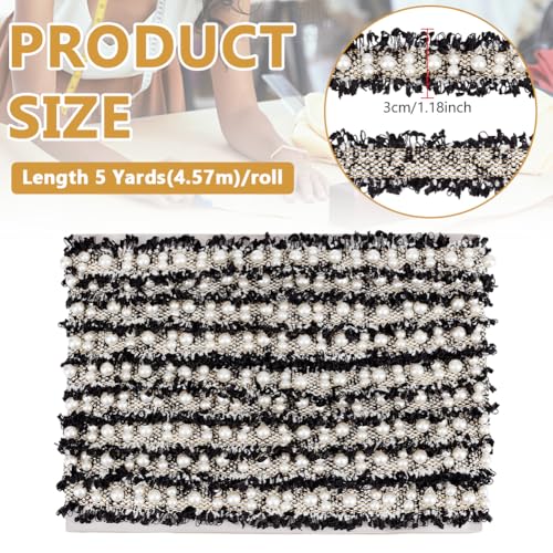 BENECREAT bordure dentelle perlée noire 30 mm 5 m