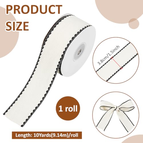 BENECREAT ruban rayures beige polyester 9,14 m x 38 mm