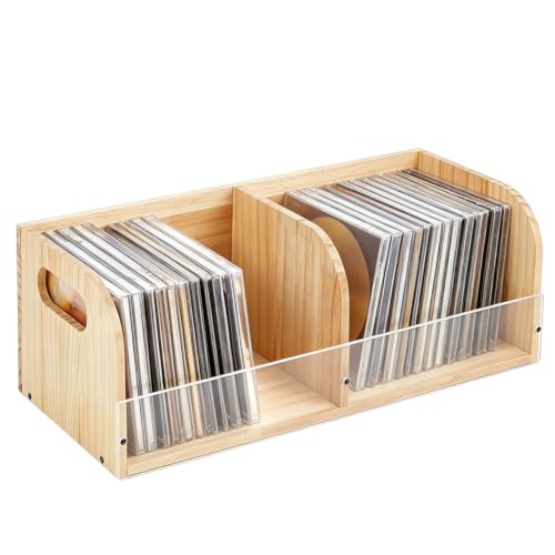 BENECREAT Porte CD bureau bois acrylique 40,1cm rangement DVD