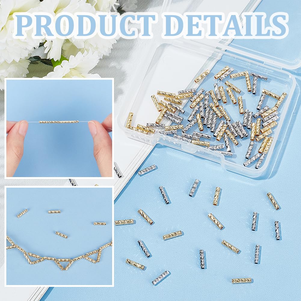 BENECREAT perles tubes dorées 10x2mm lot 100