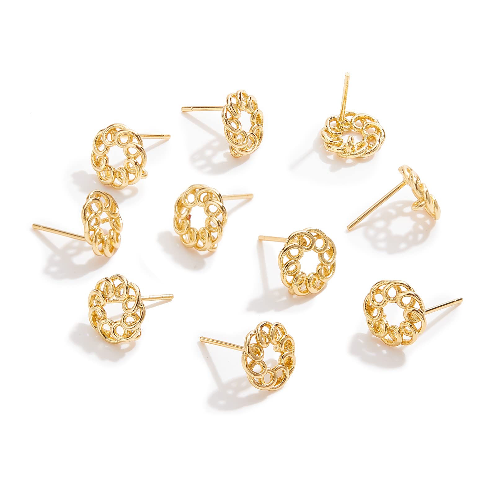 BENECREAT Clous Oreilles Fleur Doré 9mm x10 Paires