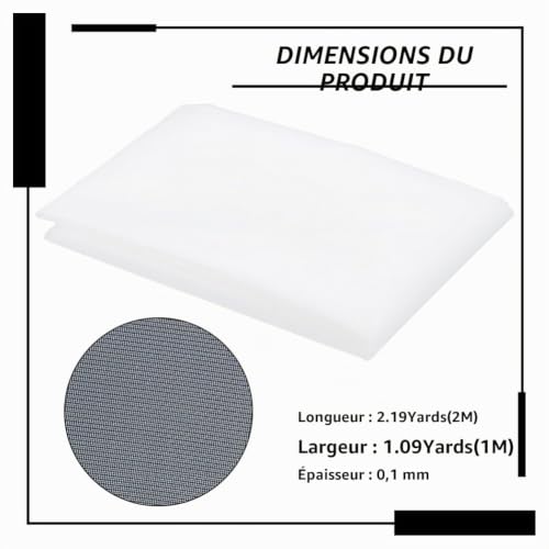 BENECREAT toile maille nylon alimentaire 200 mesh 2x1m