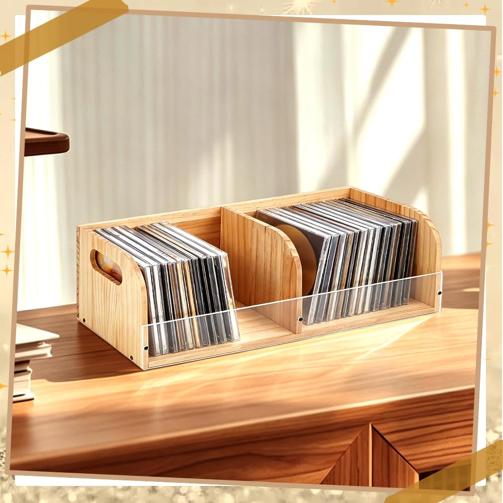 BENECREAT Porte CD bureau bois acrylique 40,1cm rangement DVD