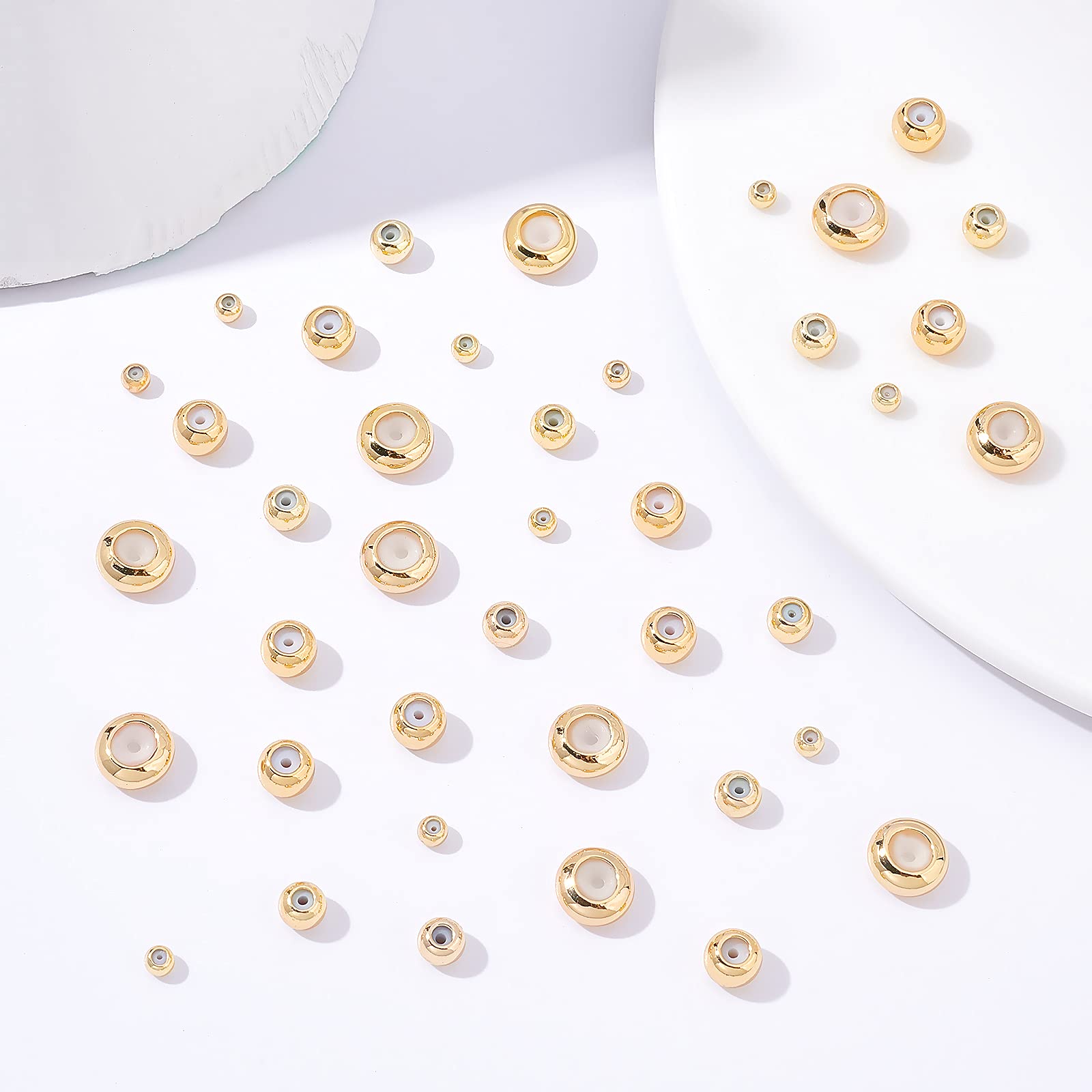 BENECREAT Perles stoppeur plaqué or 18K 40 pcs 4 tailles