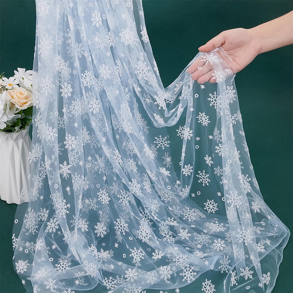 BENECREAT Tulle Flocon de Neige Bleu Clair 100x176 cm