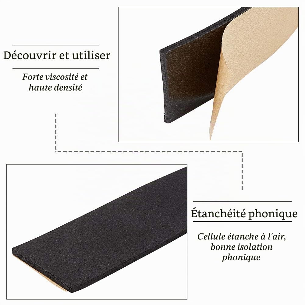 BENECREAT ruban mousse adhésif 30mmx3mm 10m noir isolant