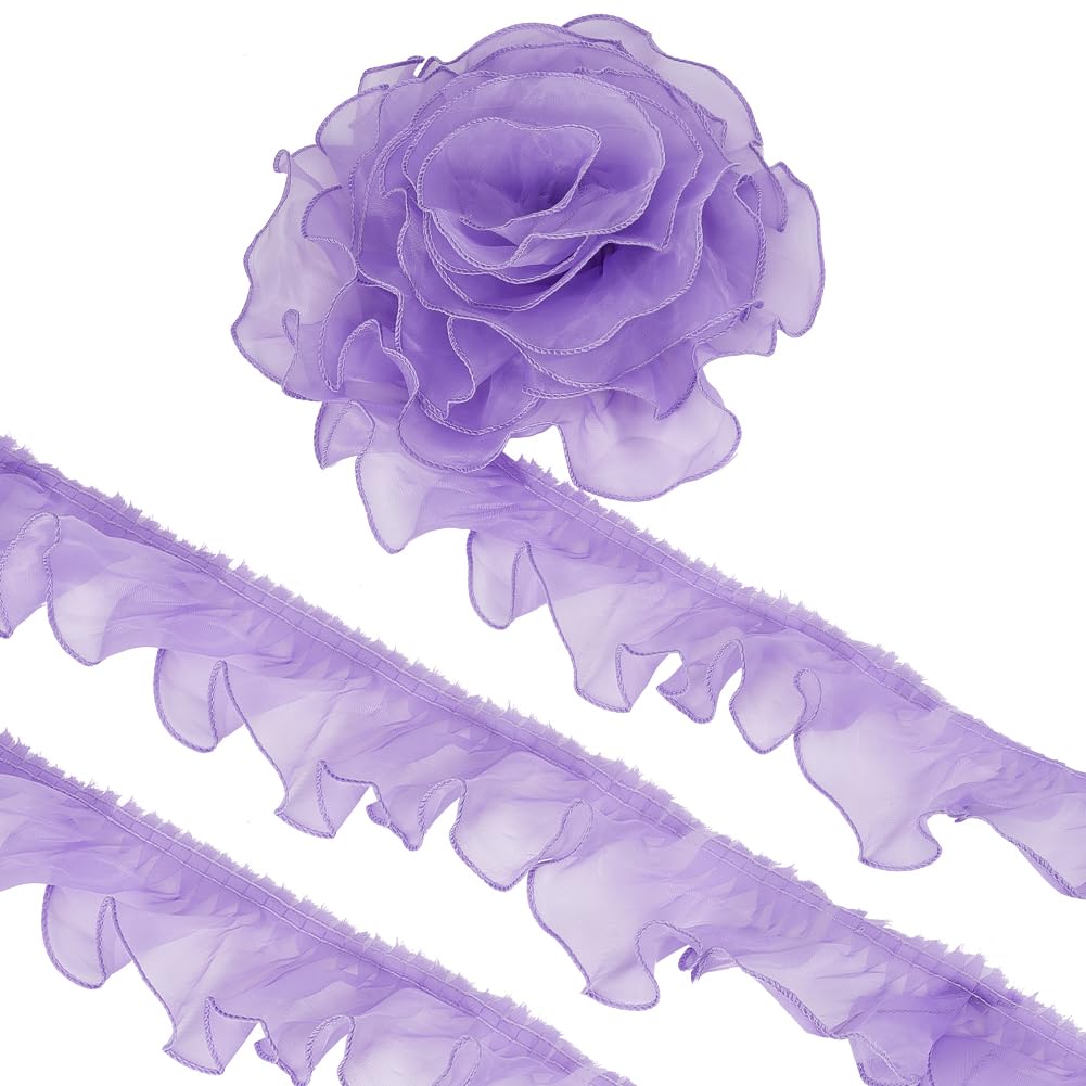 BENECREAT Ruban Dentelle Plissée Blanc 10m 75mm polyester