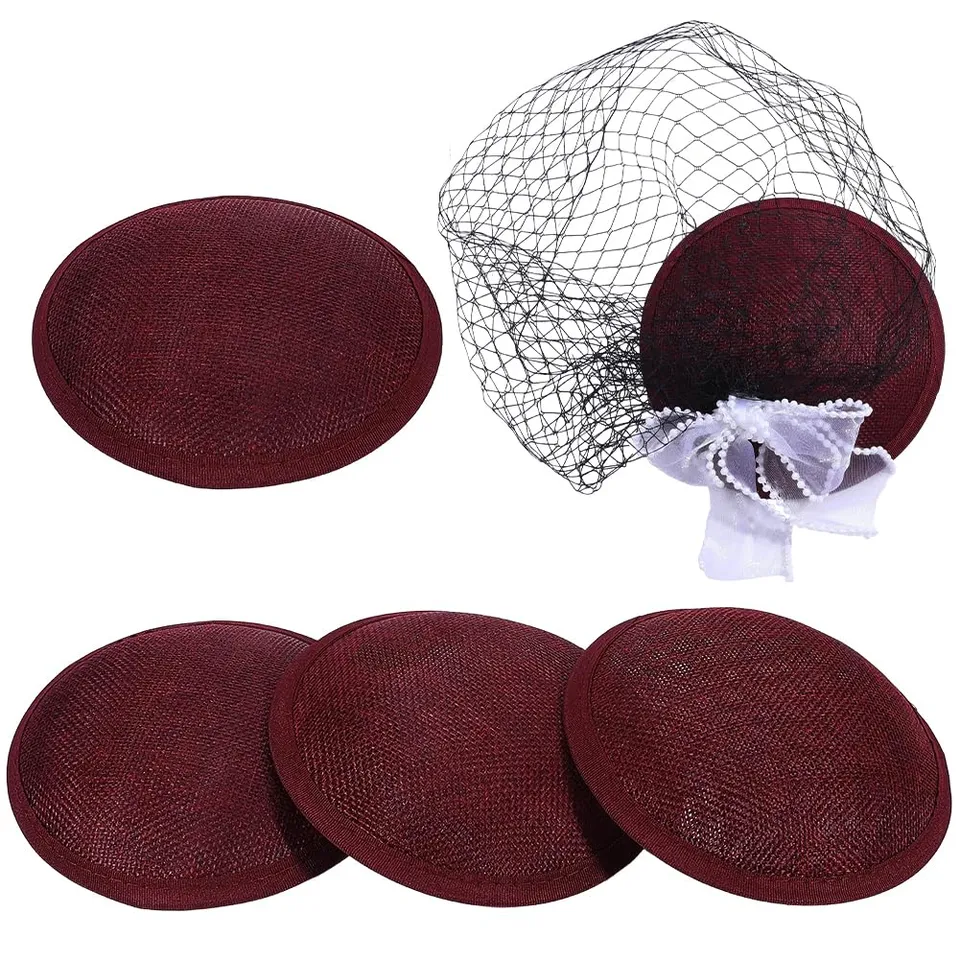 BENECREAT base bibi ronde fascinator rouge foncé x4