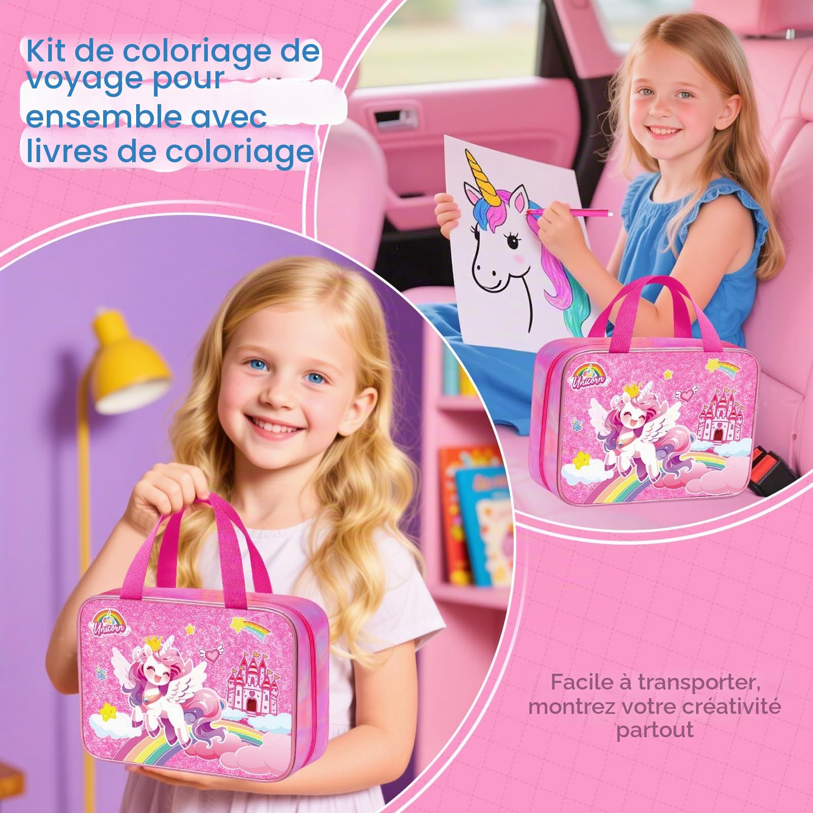 JYPS Licorne malette dessin enfant 73 pcs parfumés