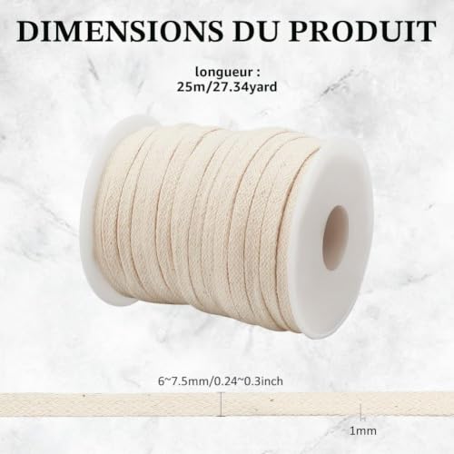 BENECREAT cordon plat coton papayawhit 6 mm x 25 m capuche