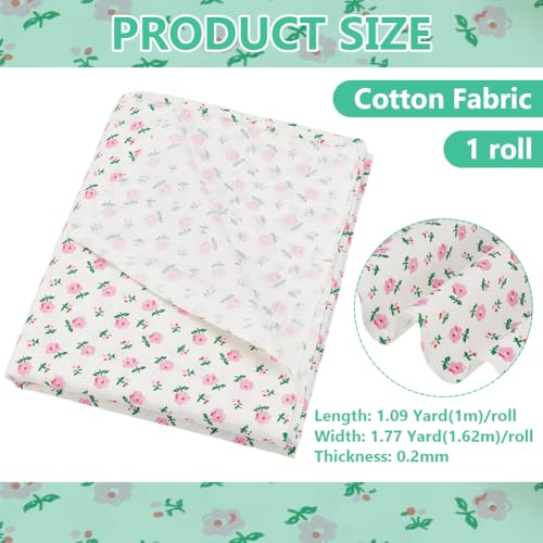 BENECREAT tissu coton fleuri rose rétro 1 x 1,62 m