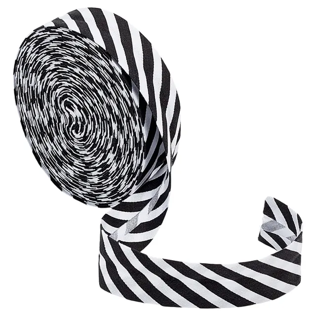 BENECREAT Biais Rayé Noir 10m Ruban 21mm Polyester