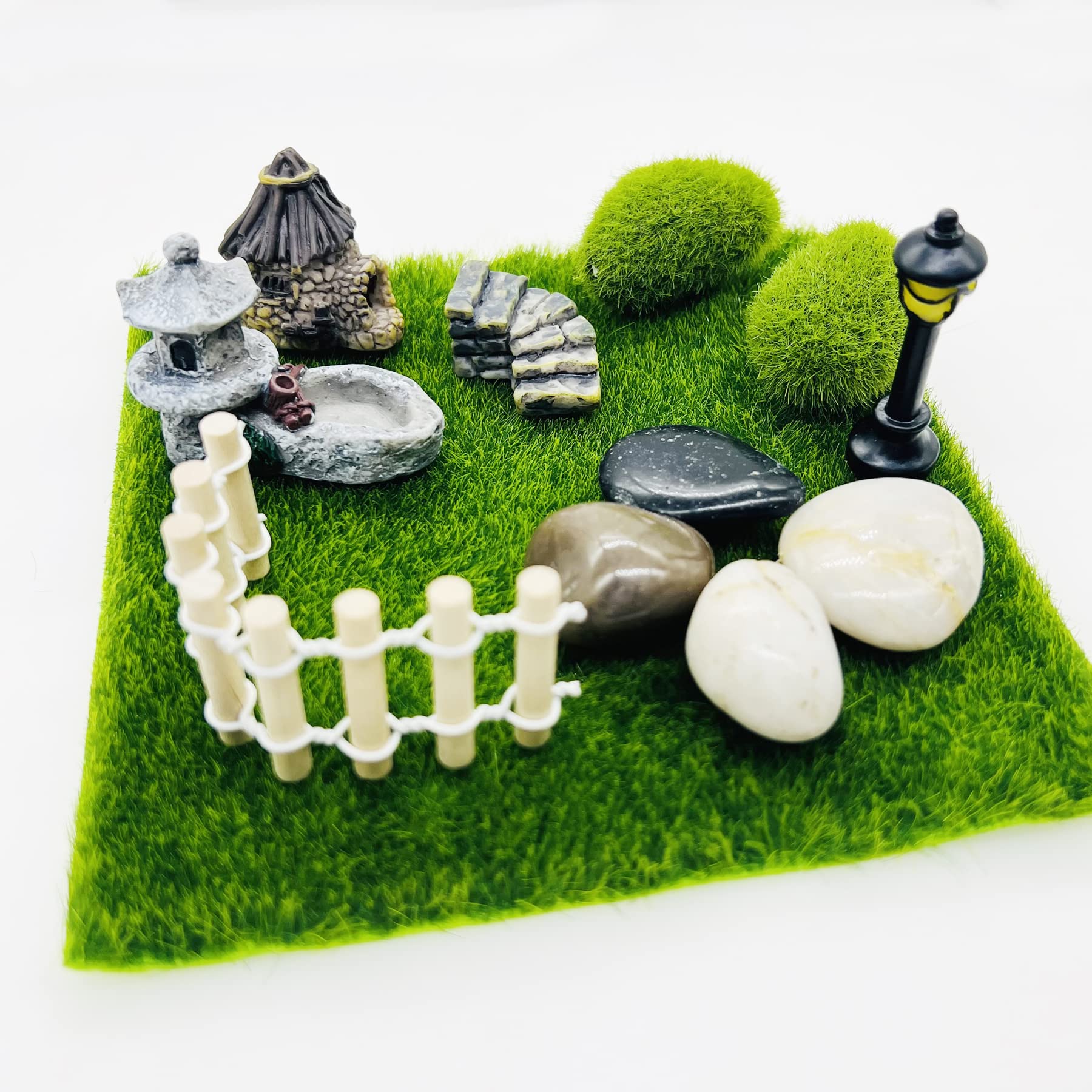 Cayway Lot 26 Accessoires Jardin Zen Miniature Vert Marron Gris