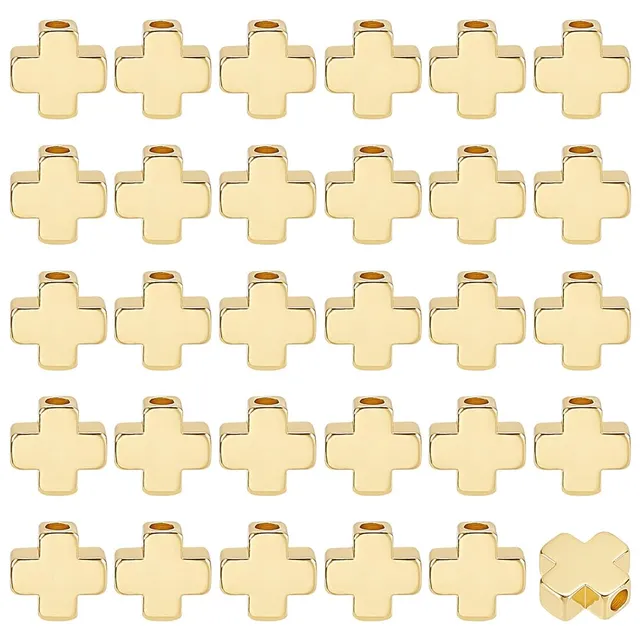 BENECREAT Perles Espaceur Croix Plaqué Or 18K 6x6x2 mm 60 Pcs