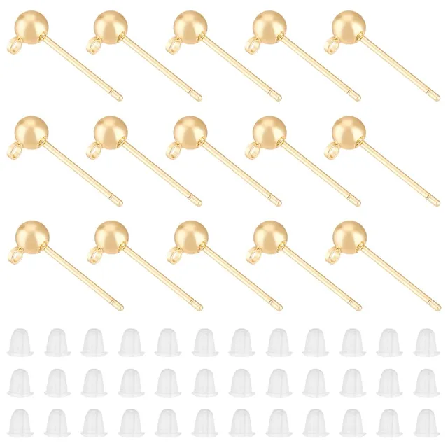 BENECREAT Clous Oreilles Boule Doré 50 pcs
