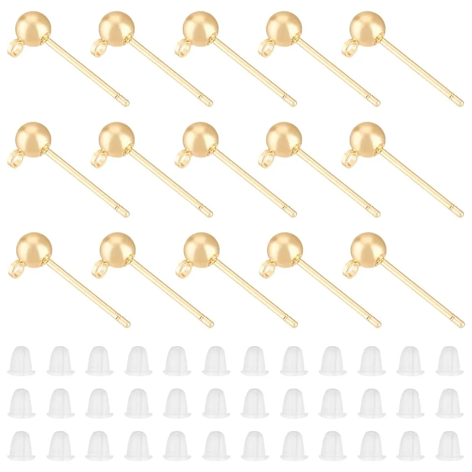 BENECREAT Clous Oreilles Boule Doré 50 pcs