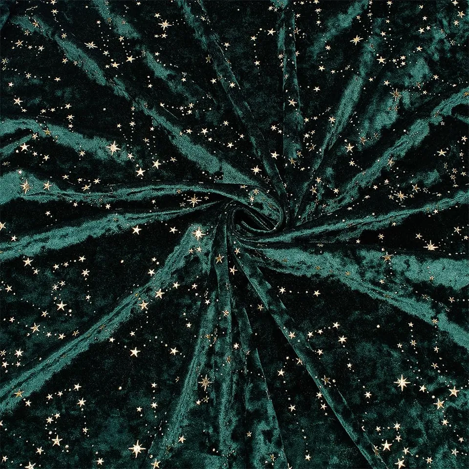 BENECREAT tissu velours étoiles vert foncé 1m 1,6m
