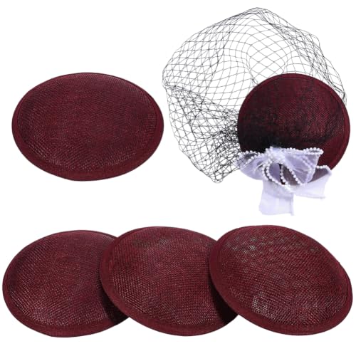 BENECREAT base bibi ronde fascinator rouge foncé x4