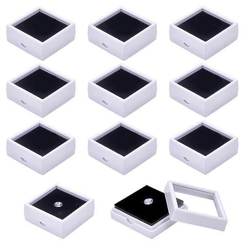 BENECREAT Boîte Présentation Pierres 12 pcs boîte bijoux verre blanc