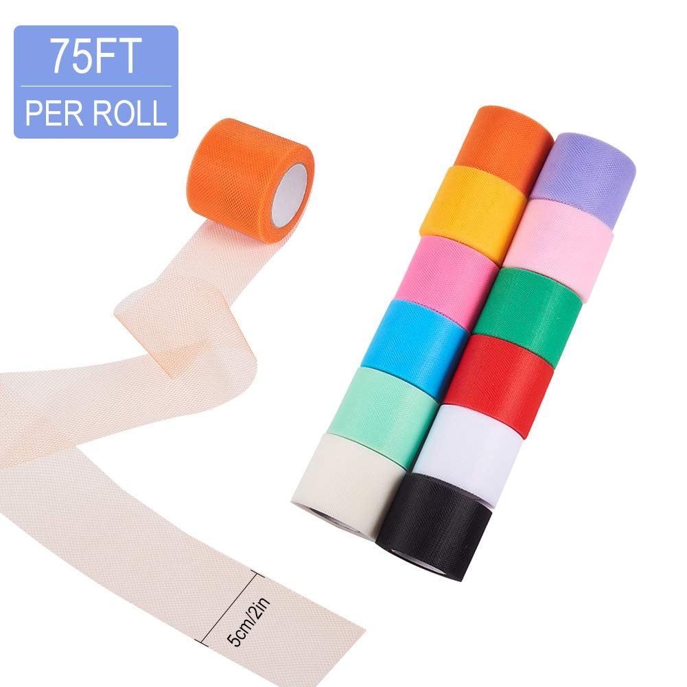 BENECREAT Rouleau Tulle 12 Couleurs 5 cm x 27 m Décoration